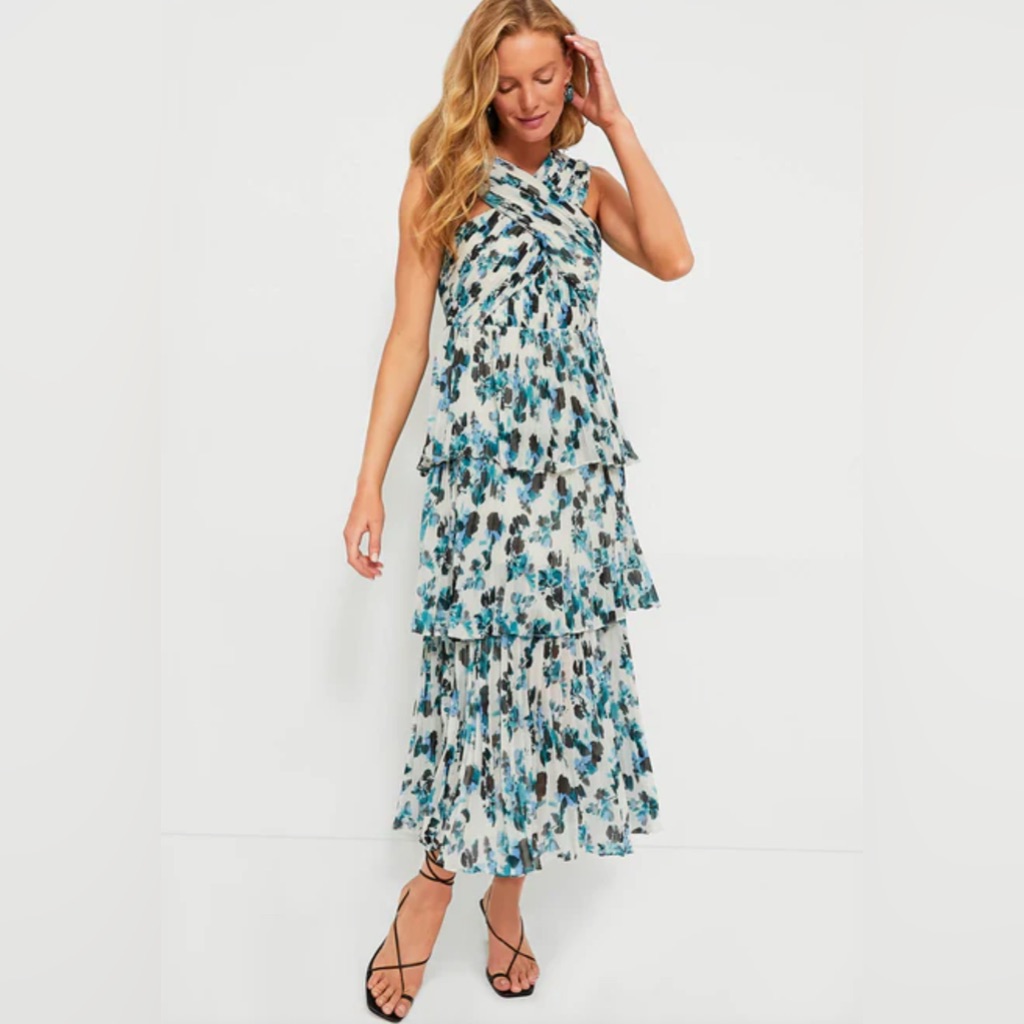 Tuckernuck Teal Floral Tiered Maxi Dress